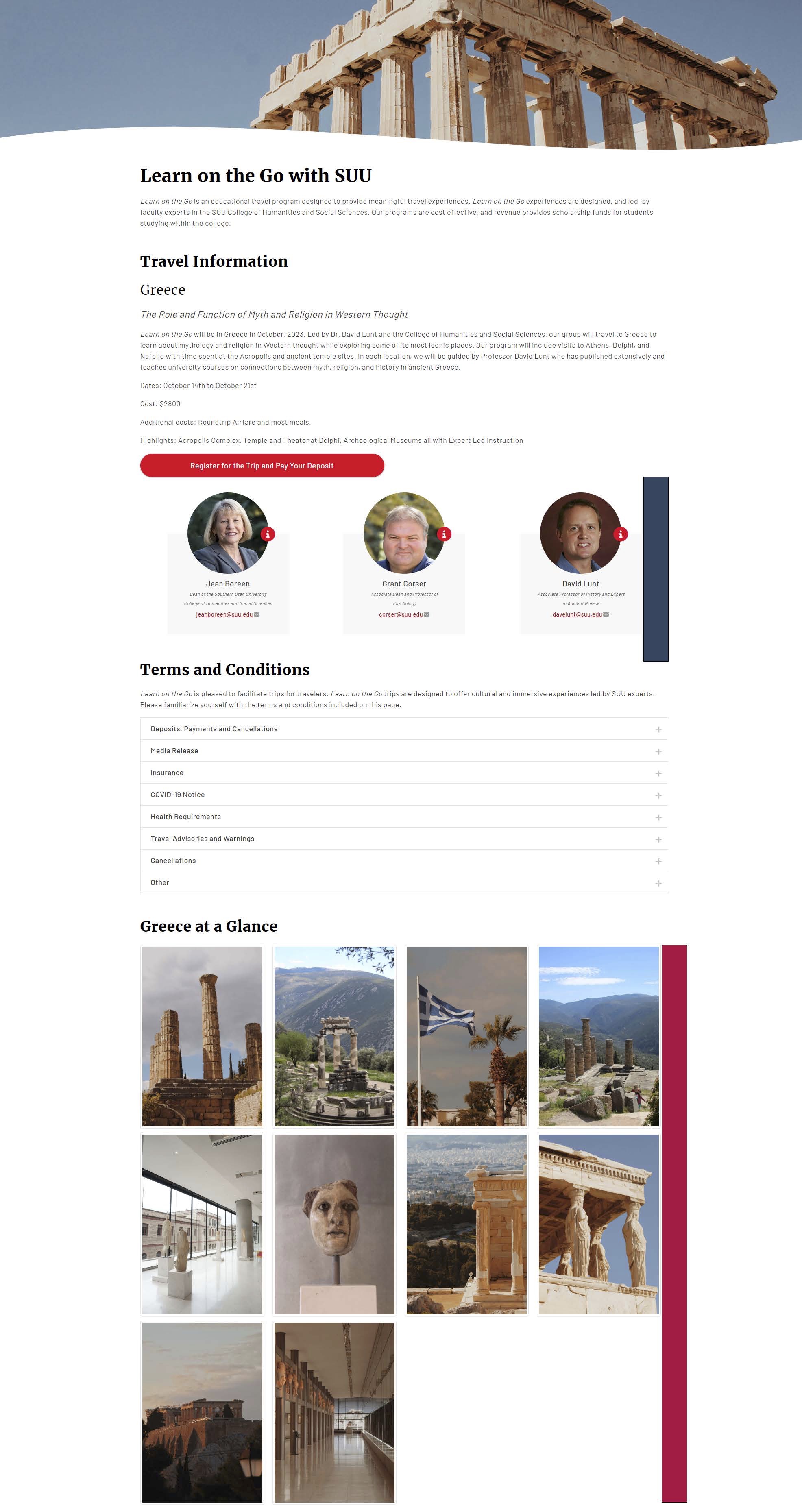 A screenshot of SUU's Learn on the Go page.